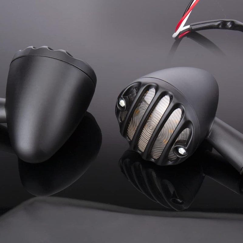 KICRY SMD LED Bullet Turn Signals Motorcycle Amber Front Rear Blinker Grill Indicator Universal Compatible for Honda Yamaha Suzuki Kawasaki Harley Chopper Bobber Dyna(Black-Amber) - Image 4